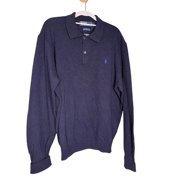 Vintage Polo by Ralph Lauren lambs wool navy blue sweater